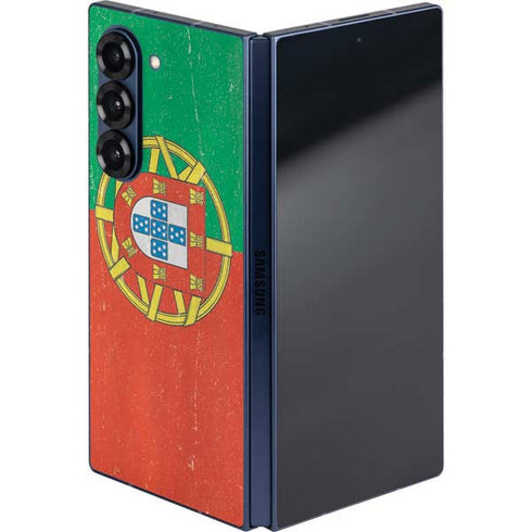 Portugal Flag Distressed Galaxy Z Fold6 Skin
